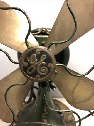 Vintage GE General Electric 12” Tall 4 Brass Blade Fan 2