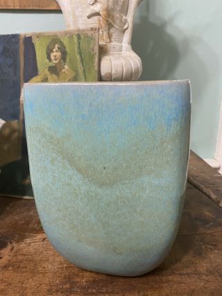 Large 1940 50’s Vintage Glidden Pottery Matrix Huge 10” Green Blue Vase Size 1