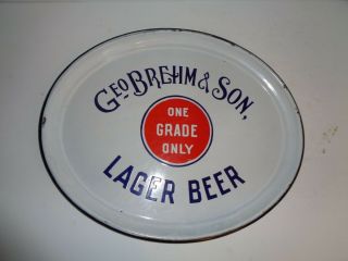 George Brehm And Sons Pre Prohibition Porcelain Beer Tray 1910s Baltimore