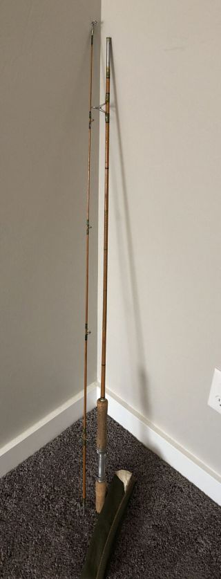 Vintage South Bend ? Unmarked Bamboo Spinning Rod 7’ In Sock - Vgc