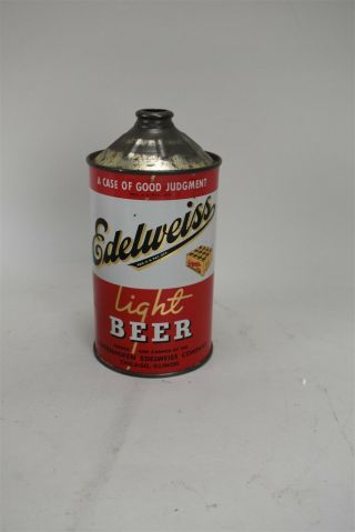 Schoenhofen Edelweiss Light Beer Quart Cone Top Can Chicago