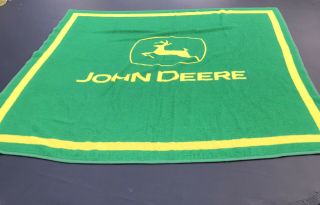 Biederlack Blanket John Deere Reversible Acrylic Blend Usa Vintage 80s 86” X 82”