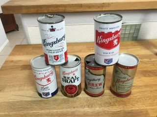 Six Different Kingsbury Empty Flat Top Beer Cans By Kingsbury,  Sheboygan,  Wi