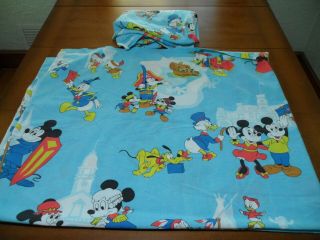 Vtg Disney Productions Twin Bed Flat & Fitted Sheets Mickey Minnie Donald Duck