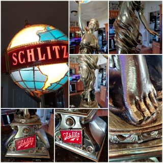 Vintage 1976 Schlitz Lady Globe Lamp Complete Man Cave Cool 4