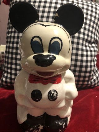 Vintage Disney Turnabout Double Sided Mickey And Minnie Cookie Jar Cold Painted