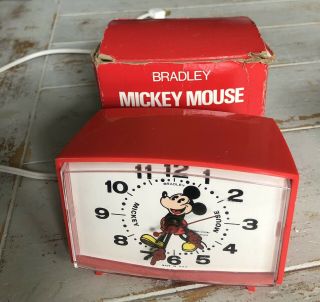 Vintage Bradley Disney Mickey Mouse Electric Alarm Clock Made In Usa