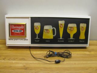 Vintage Rheingold Extra Dry Lager Beer Lighted Sign " Tastes Great In Any Glass "