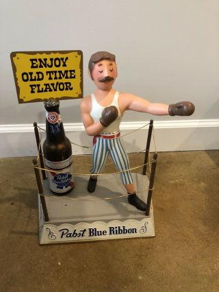 Pabst Blue Ribbon Beer Display Metal Boxer With Boxing Ring
