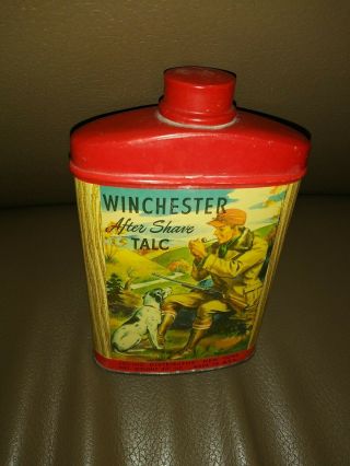 Htf Vintage Winchester After Shave Talc Hunter & Dog