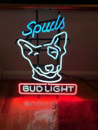 Vintage Spuds Mackenzie Bud Light Neon Sign