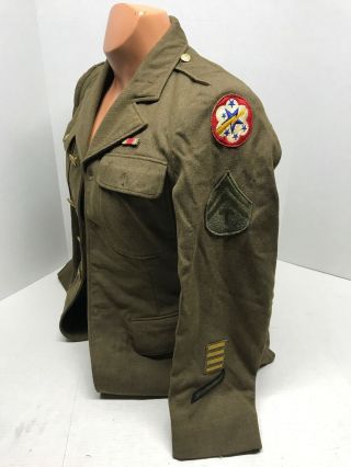 Vintage Wwii Us Army Wool Ike Coat Jacket Uniform Overseas Insignias