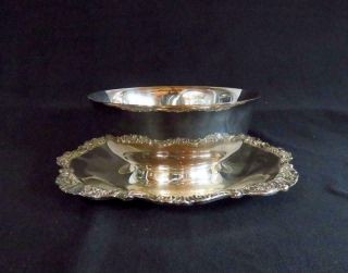 Wallace Baroque Silverplate Sauce Bowl With Attached Underplate