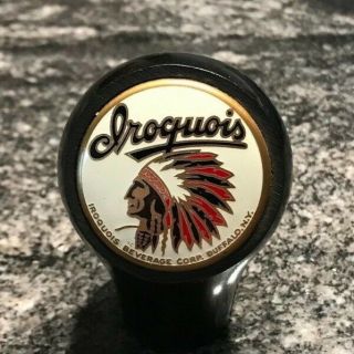 A) VINTAGE IROQUOIS INDIAN HEAD BEER BALL TAP KNOB HANDLE BUFFALO NY CAN SIGN 2