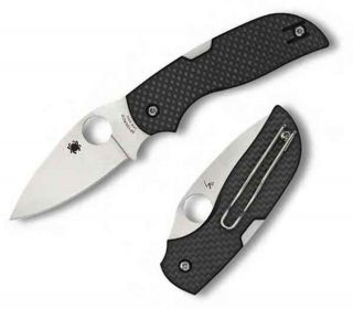 Black Spyderco Chaparral Carbon Fiber Fine Edged Pocket Knife Folder