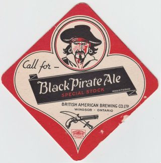 Black Pirate Ale Beer Coaster – British American Brewing Co – Windsor,  Canada