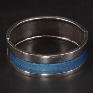 Vtg Sterling Silver - Norway Blue Enamel Modernist Scandinavia 7 " Bracelet - 79g