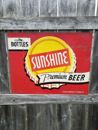 Sunshine Beer Tin Sign Reading Pa