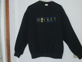 (cc02) Vintage - Disney Mickey Mouse Black Sweatshirt Embroidered Xl