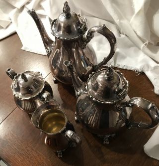 Vintage Webster Wilcox Intl.  Silver American Rose Coffee/tea Silver Plate Set