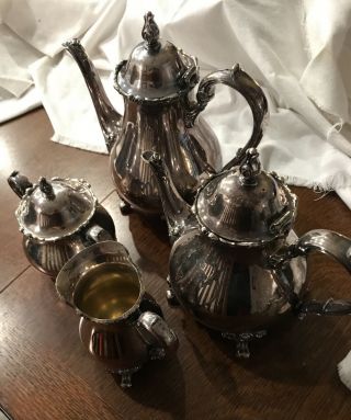 Vintage Webster Wilcox Intl.  Silver AMERICAN ROSE Coffee/Tea Silver Plate Set 2
