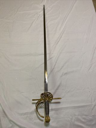 45 1/2 “renaissance Rapier Fencing Sword With Swept Brass Hilt Guard,  Blade 38