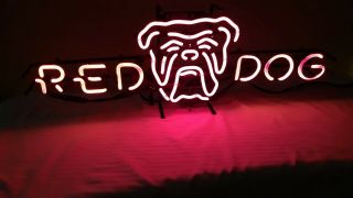 Vintage Neon Red Dog Light Up Beer Sign