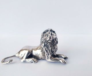 Vintage Solid Silver Italian Made Miniature Lion Hallmarked Large