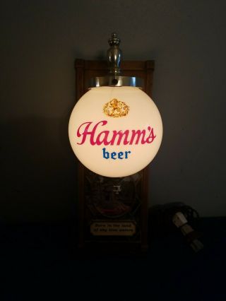 (VTG) Hamm ' s Beer Wall Sconce Globe Light up back bar Sign With Red Canoe mn 3