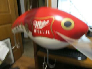 Vintage Miller High Life Beer Fishing Lure Bar Sign Year 2000 Large Red & White