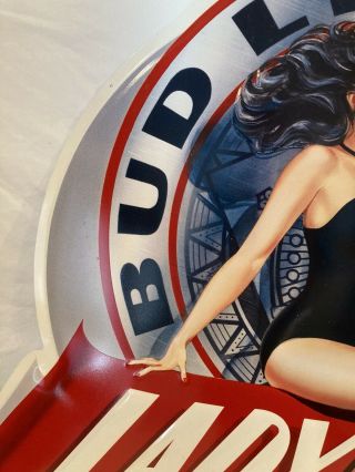 Bud Light Lady Luck Metal Sign Bomber Plane Beer Bar Pub Mancave Advertising 3