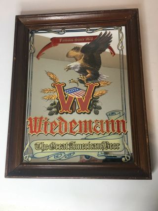 Wiedemann The Great American Beer Mirror Eagle American Flag Framed
