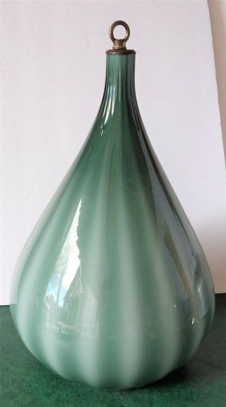 Vintage Green Cased Glass Hanging Swag Lamp Light Mid Century Modern Retro
