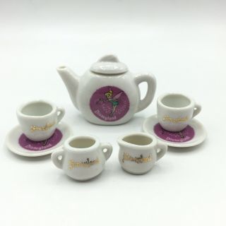 Vtg 70s Japan Disney Disneyland Tinker Bell Miniature Mini Porcelain Tea Set