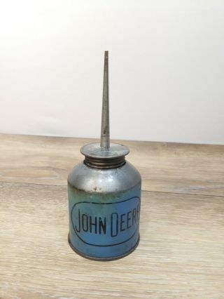 Vintage John Deer Oiler Oil Can Blue Farm Tractor Collectable Oil And Gas