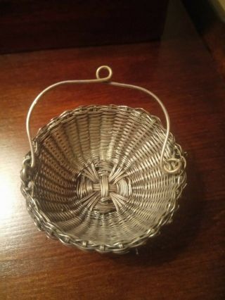 Lovely Antique Woven Silver Wire Basket Tea Strainer,  Vgc