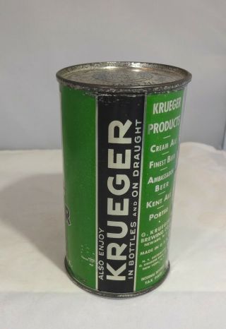 Krueger Cream Ale (Silver) Vintage Flat Top Beer Can IRTP 2