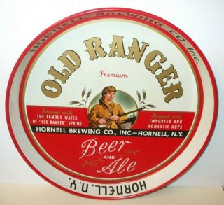 Old Ranger Beer & Ale Tin Litho Serving Tray Hornell Brewing Co.  Hornell Ny