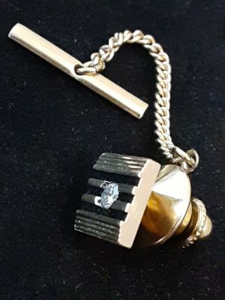 Lemans 14k Gold Diamond Tie Tack Pin Vintage Real Cut Diamond Scrap 1.  9 Grams