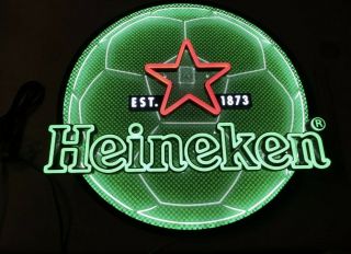 Rare Heineken Soccer Ball Led 27 " Beer Bar Sign Light Est 1873