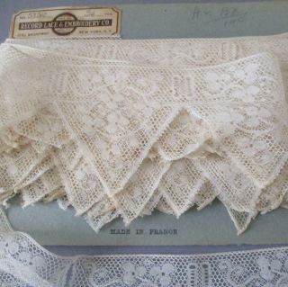 Vintage French Lace Trim Delicate Net Pennant Scallop 3.  5 " Wide X 17 Yds Dolls