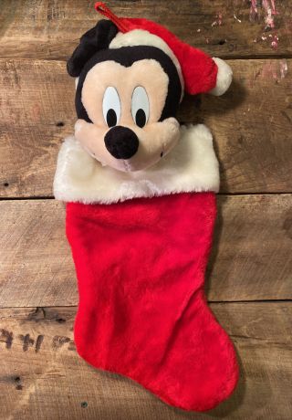 Walt Disney Character Mickey Mouse Christmas Stocking Plush Stuffed Head 19”