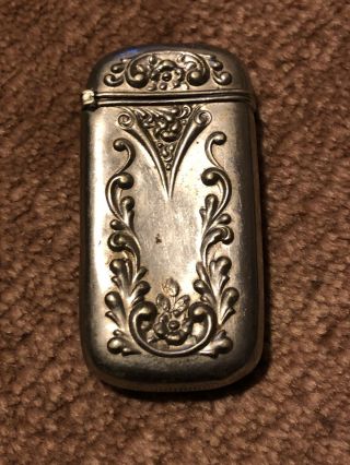 Antique Sterling Silver Art Nouveau Match Case Strike