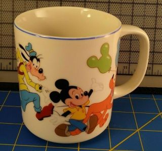 Mickey Goofy Pluto Japan Disneyland Disney World Exclusive Coffee Mug Cup Vtg