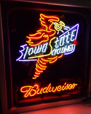 Iowa State Cyclones Vintage Man Cave Beer Bar Neon Sign Light Window Wall