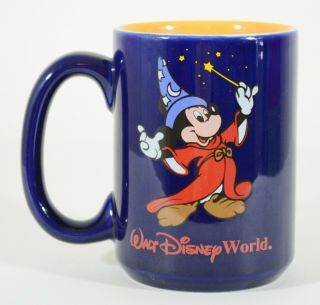 Vintage Walt Disney World Mickey Mouse Sorcerer Fantasia 5 " Tall Blue Coffee Mug