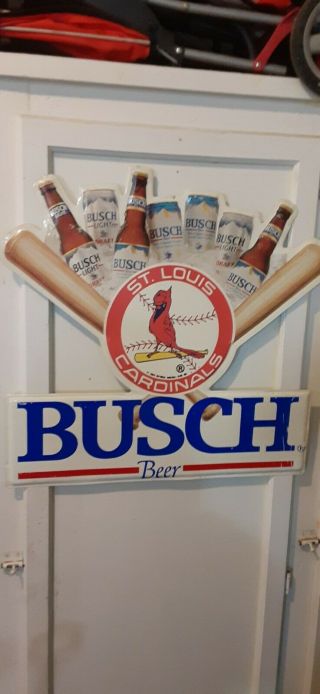 St.  Louis Cardinals Collectable Busch Beer Metal Sign