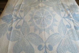 Vintage Fluffly Orr Health 100 Wool Blanket Blue & Cream Tulip Inspired 84 x 72 2