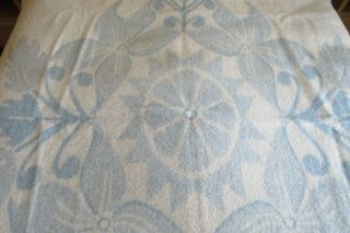 Vintage Fluffly Orr Health 100 Wool Blanket Blue & Cream Tulip Inspired 84 x 72 3