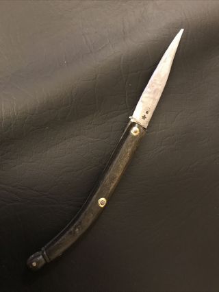 Antique Vintage Navaja Folding Knife Carved Handle Star Stamp Knife